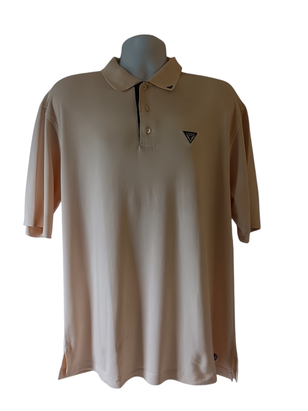 Ahead men's beige short-sleeve 100% cotton golf polo shirt size L